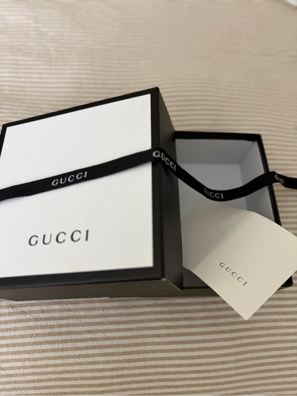 GUCCI Black and White Luxury Gift Box with Ribbon